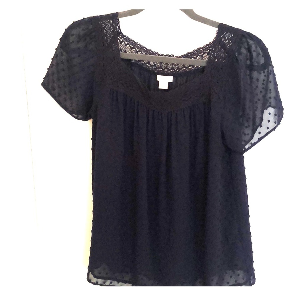 J Crew Navy Lace Top